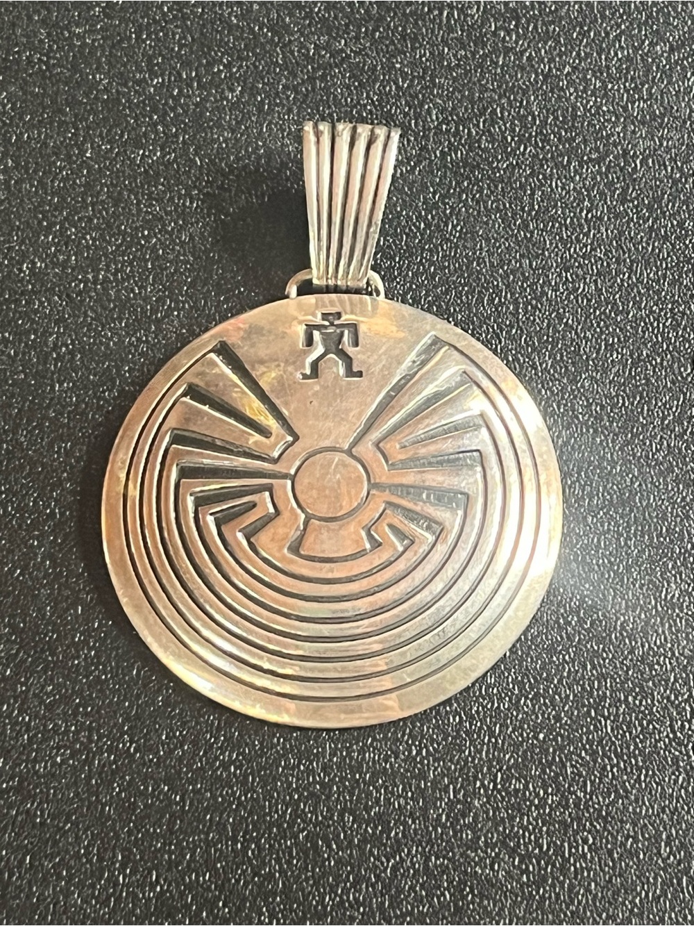 Sterling Silver “Man in the Maze” Native American pendant. 18.2 g.